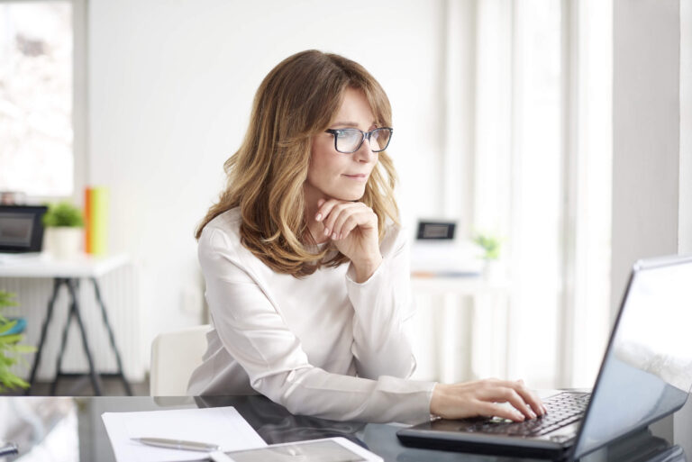 woman researching online