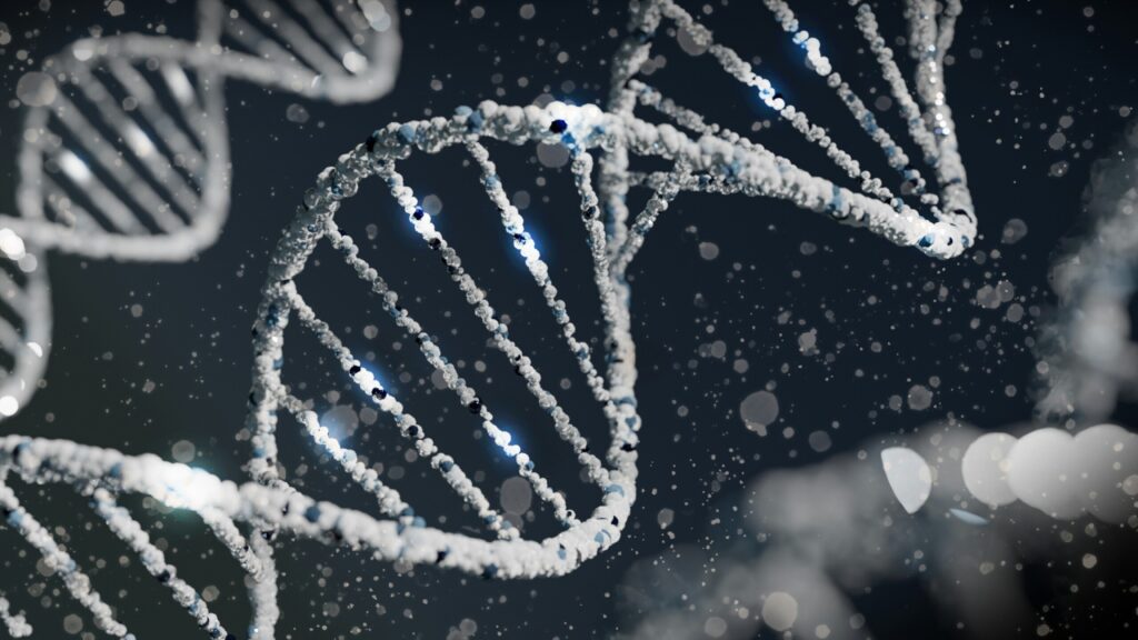 close up image of DNA strand